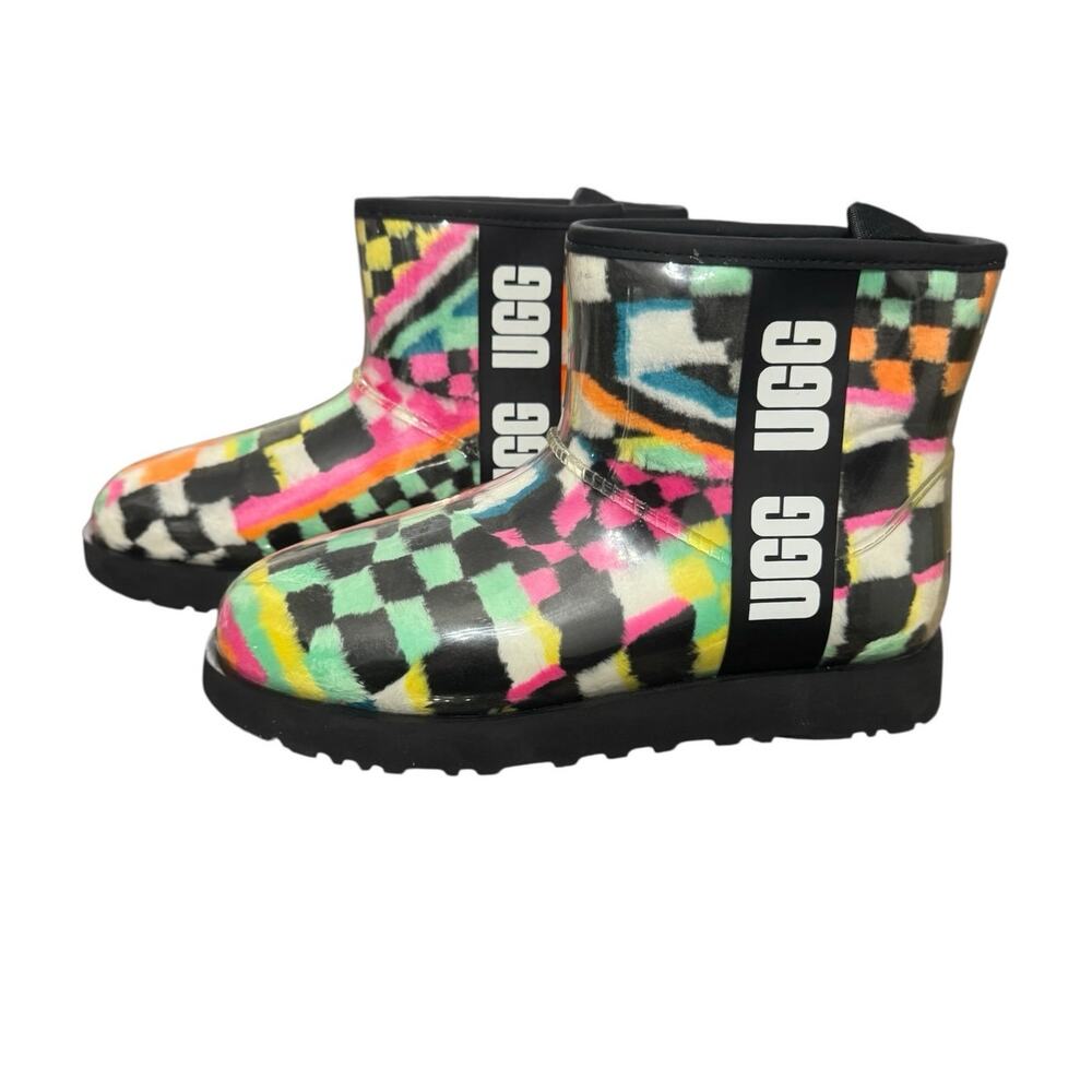 New! UGG Women's Classic Clear Mini Multi-Color Checkerboard Boots - Size 7 - Picture 6 of 16